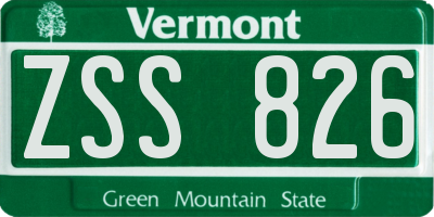 VT license plate ZSS826