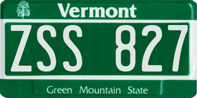 VT license plate ZSS827