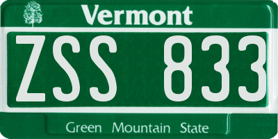 VT license plate ZSS833