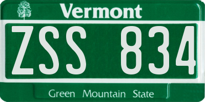 VT license plate ZSS834