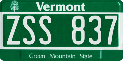 VT license plate ZSS837