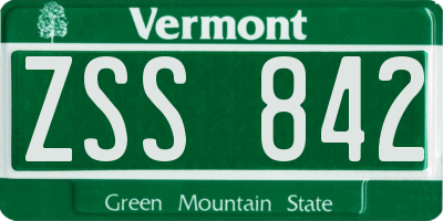 VT license plate ZSS842