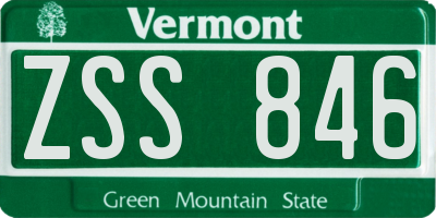 VT license plate ZSS846