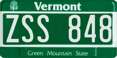 VT license plate ZSS848