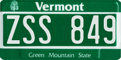 VT license plate ZSS849