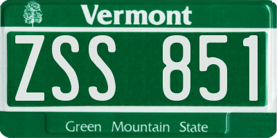 VT license plate ZSS851