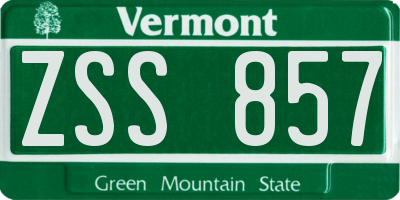 VT license plate ZSS857