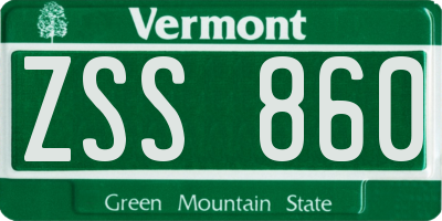 VT license plate ZSS860
