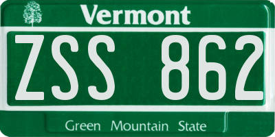 VT license plate ZSS862