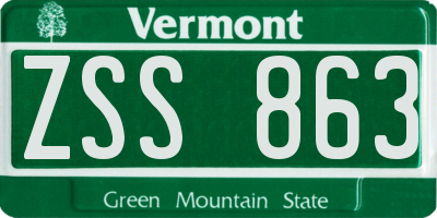 VT license plate ZSS863