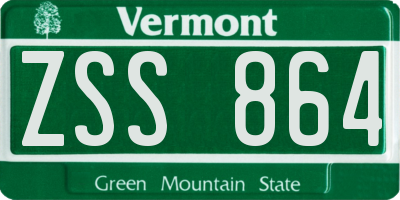 VT license plate ZSS864