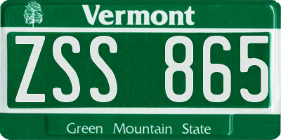 VT license plate ZSS865