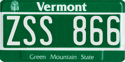 VT license plate ZSS866