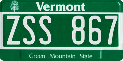 VT license plate ZSS867
