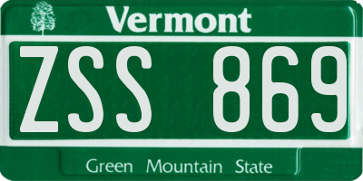 VT license plate ZSS869