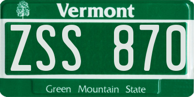 VT license plate ZSS870