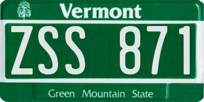 VT license plate ZSS871