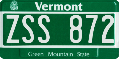 VT license plate ZSS872