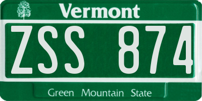 VT license plate ZSS874