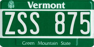 VT license plate ZSS875