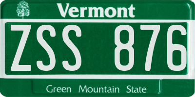 VT license plate ZSS876