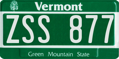 VT license plate ZSS877