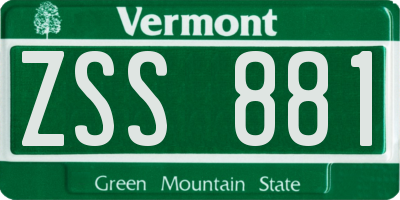 VT license plate ZSS881