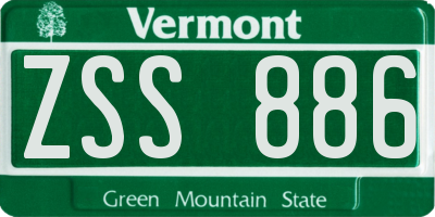 VT license plate ZSS886