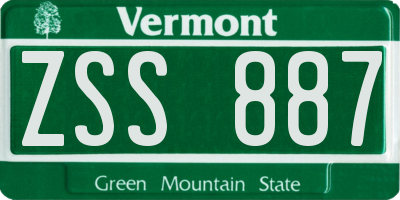 VT license plate ZSS887