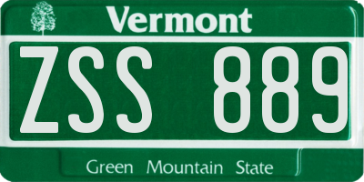 VT license plate ZSS889