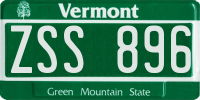 VT license plate ZSS896