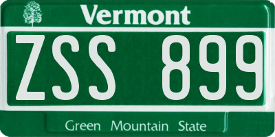 VT license plate ZSS899