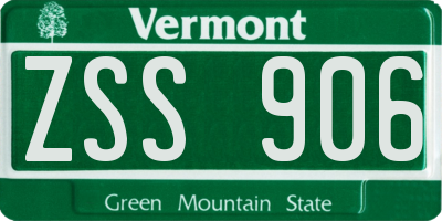 VT license plate ZSS906