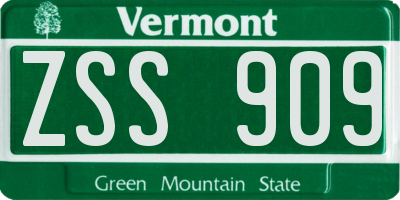 VT license plate ZSS909