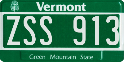VT license plate ZSS913