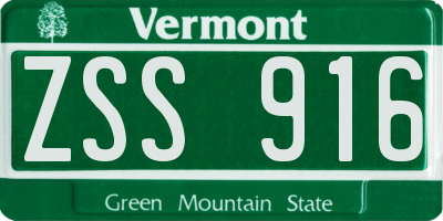 VT license plate ZSS916