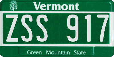 VT license plate ZSS917
