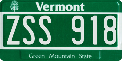 VT license plate ZSS918