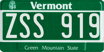 VT license plate ZSS919