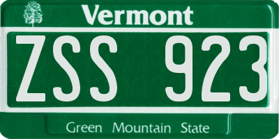 VT license plate ZSS923