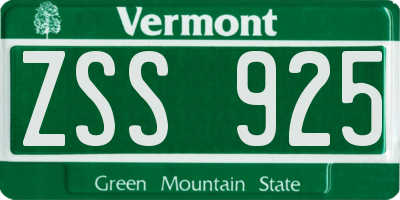 VT license plate ZSS925