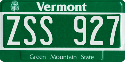 VT license plate ZSS927