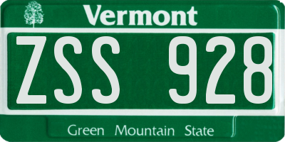 VT license plate ZSS928