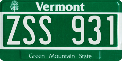 VT license plate ZSS931