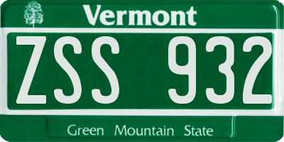 VT license plate ZSS932