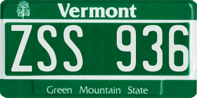 VT license plate ZSS936