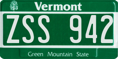VT license plate ZSS942