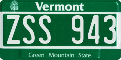 VT license plate ZSS943