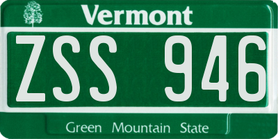 VT license plate ZSS946