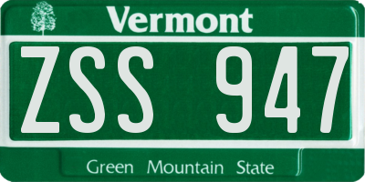 VT license plate ZSS947
